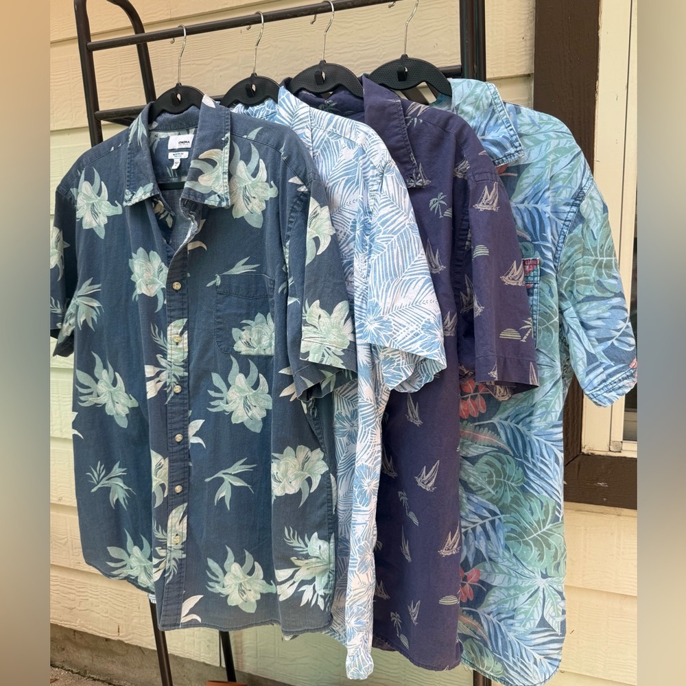 Hawaiian Men's blue Shirt Set XL